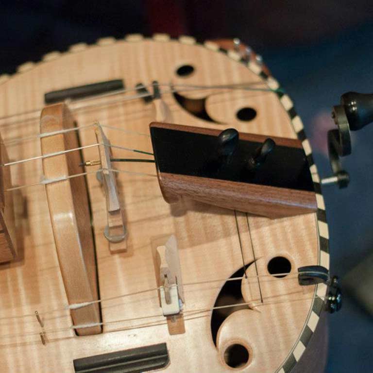 Close-up of string instrument. 