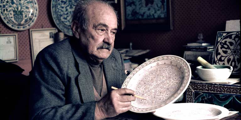 Man making Turkish ceramics.
